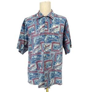 Vintage 1990s Men's Camp Shirt Short Sleeve Button Front Tropical Fishing